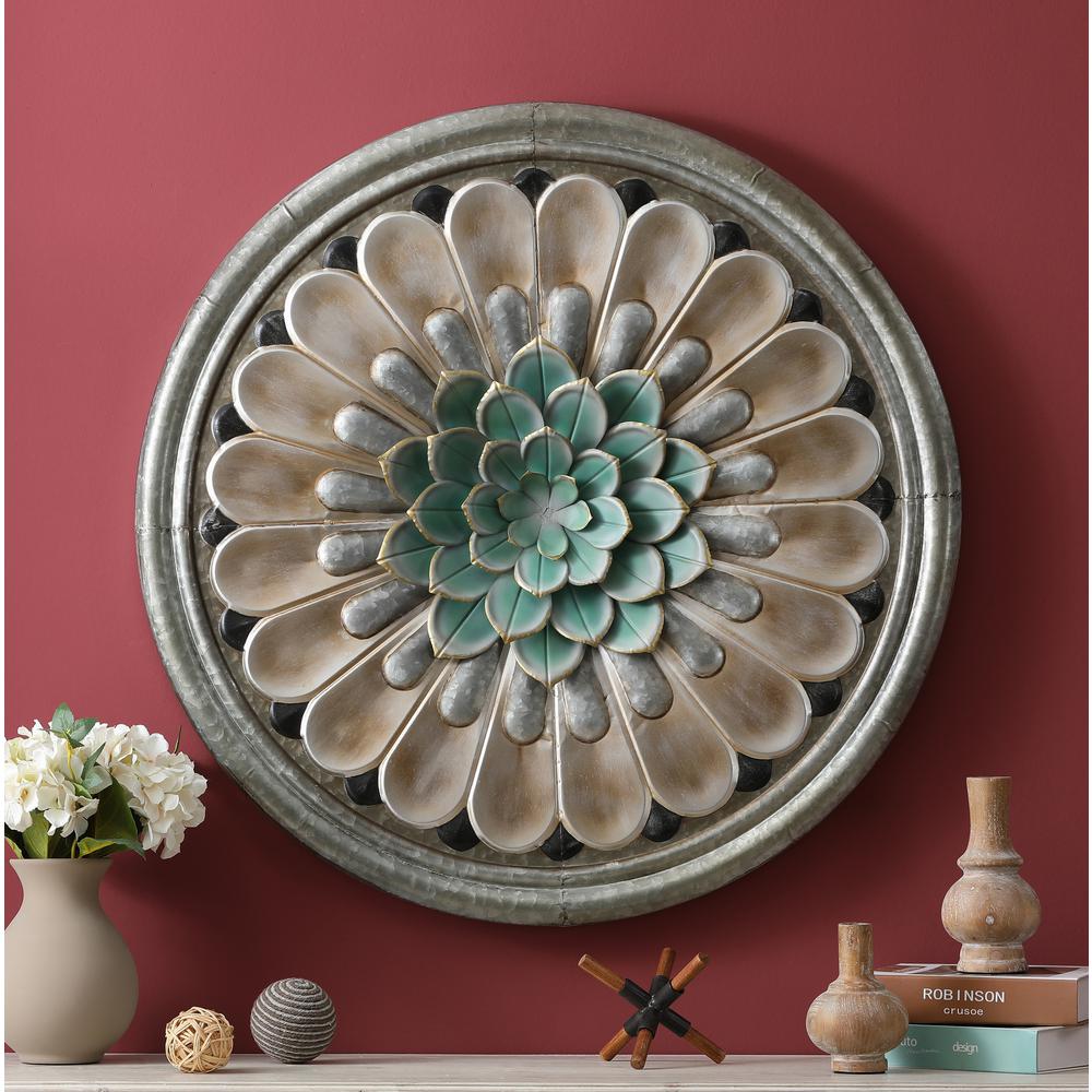 Multi-Color Iron Flower Round -  Wall Decor. Picture 2