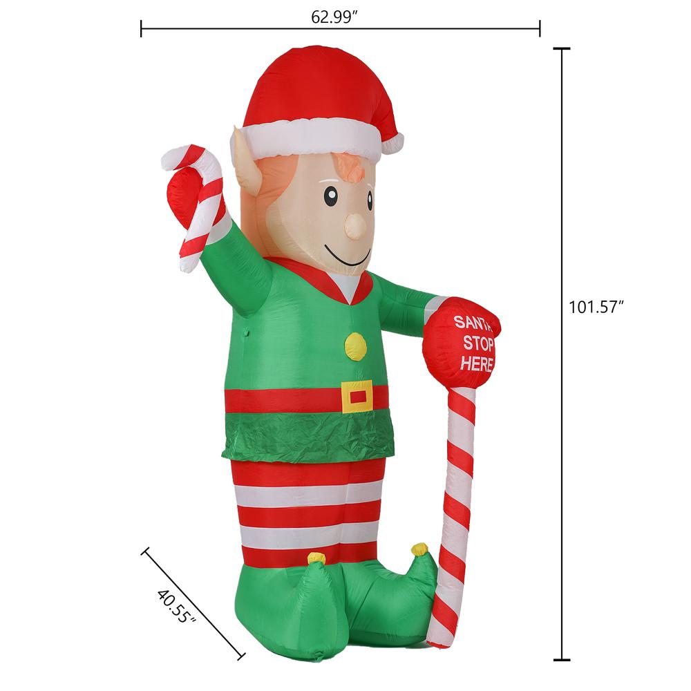 Lighted 8ft Elf Inflatable with LED Lights. Picture 10