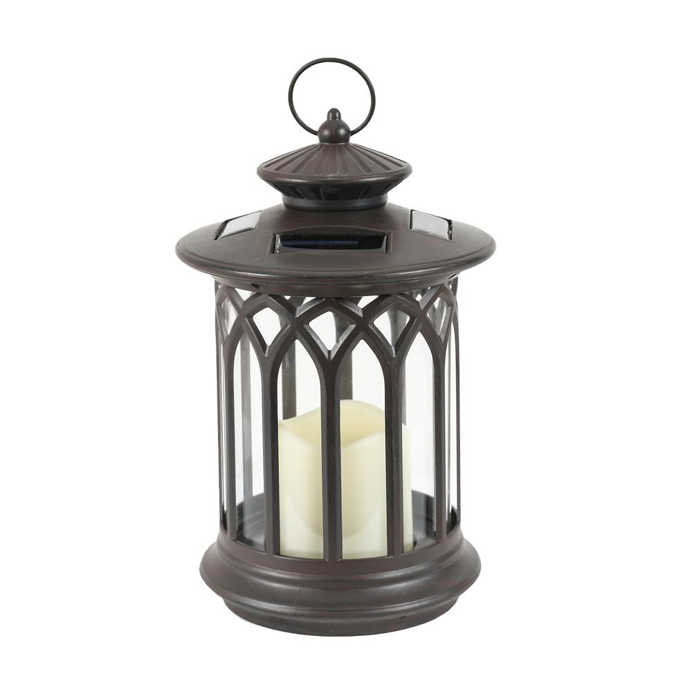Round Lantern with Candle Solar Light. Picture 1