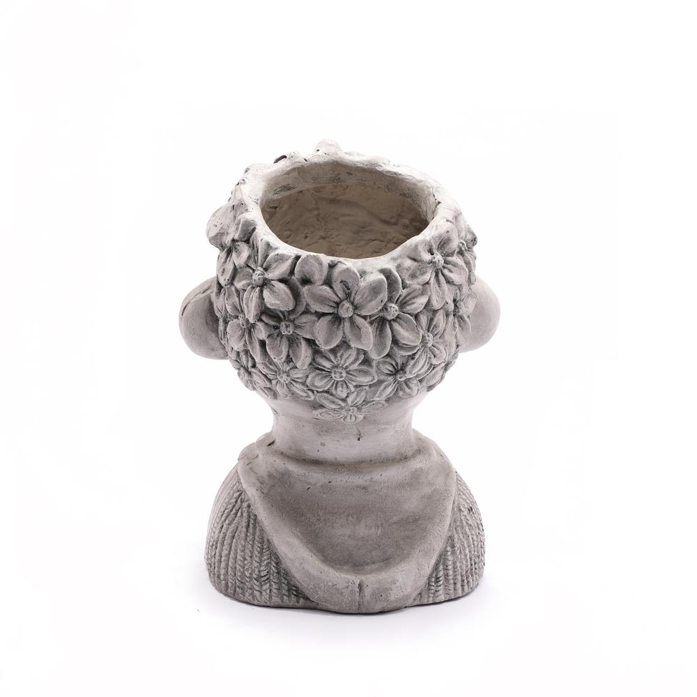 LuxenHome Gray MgO Kissing Flower Child Bust Planter. Picture 6
