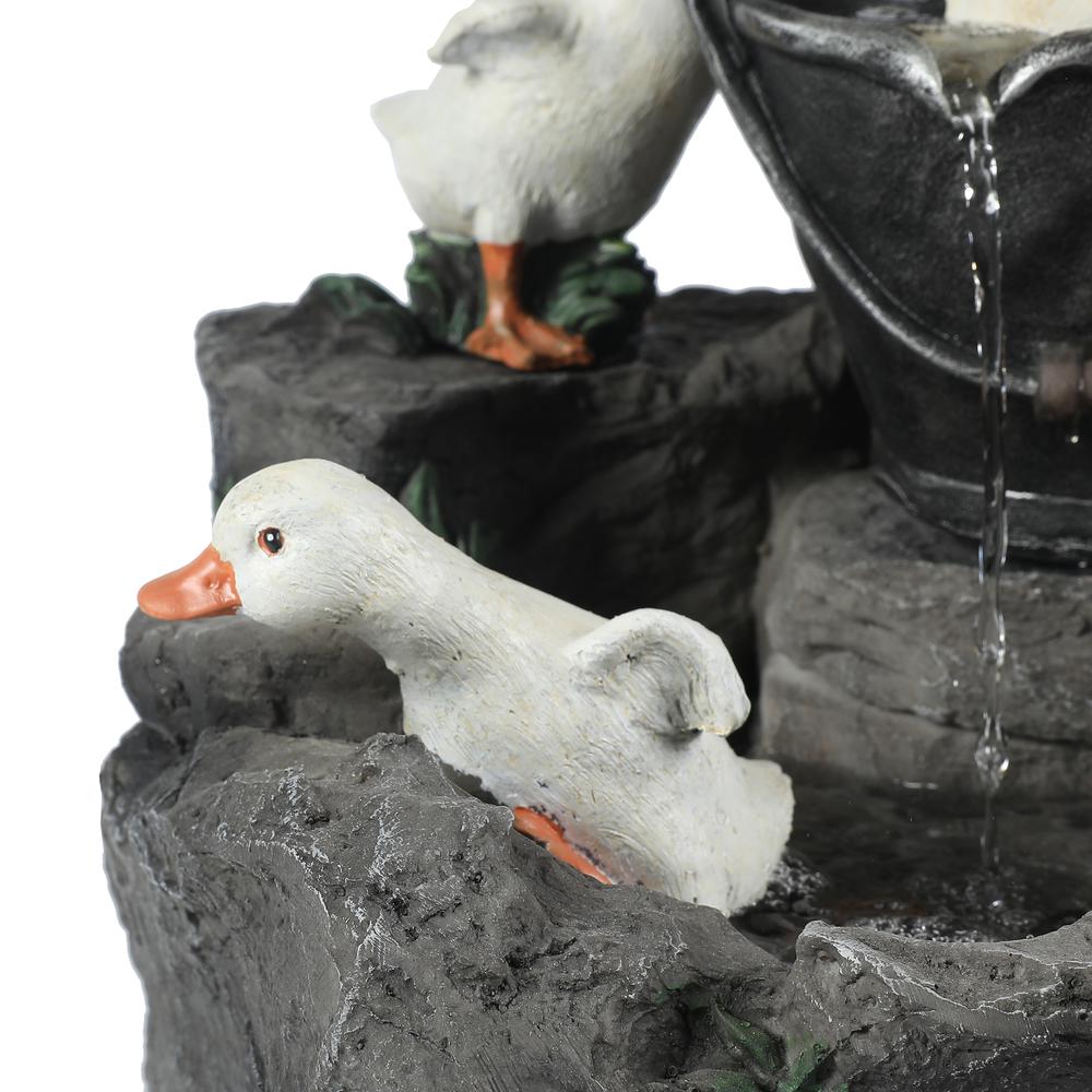 Resin Duck Family Outdoor Patio Fountain. Picture 7