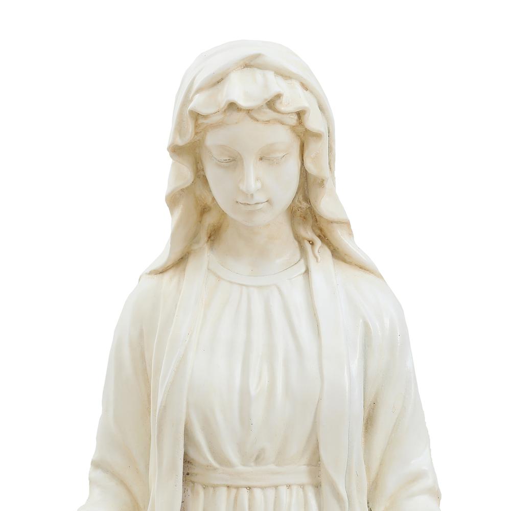 30.5" H Virgin Mary Indoor Outdoor Statue, Ivory. Picture 5