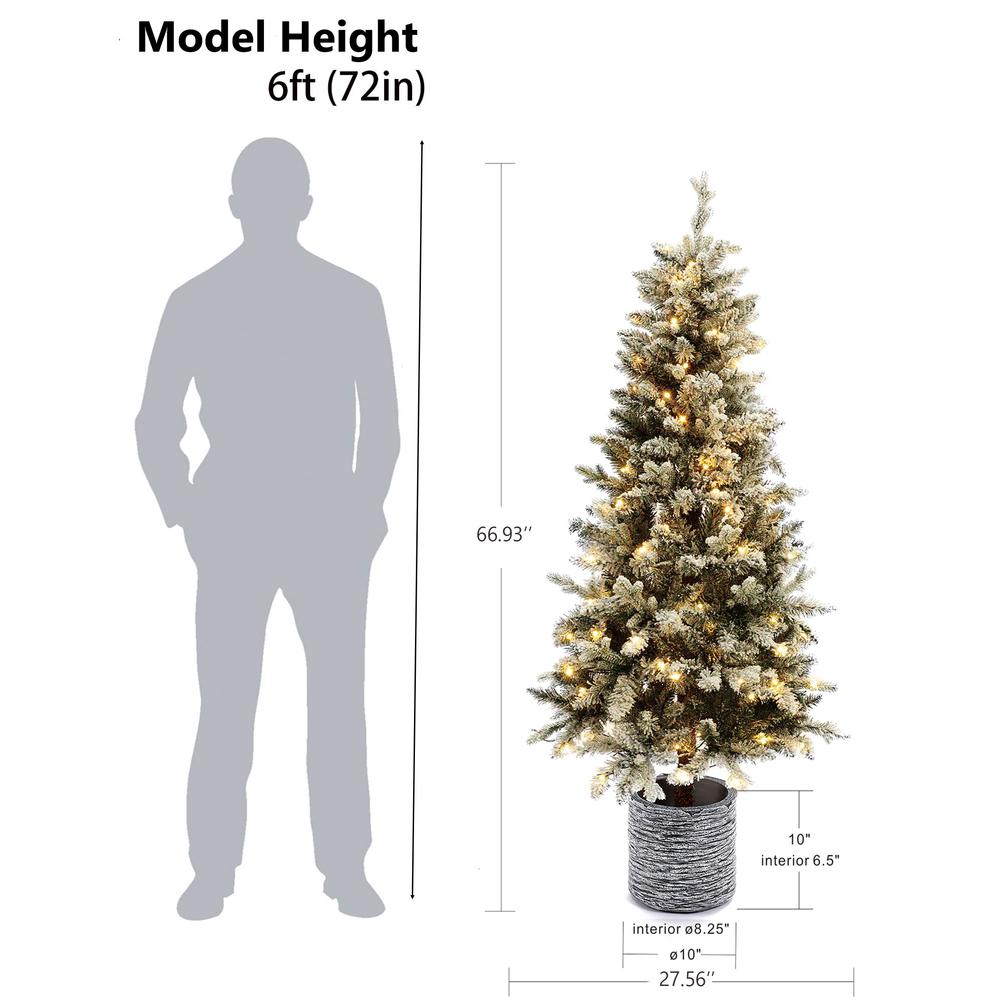 5.6Ft Pre-Lit LED Artificial Slim Fir Christmas Tree with Pot. Picture 12