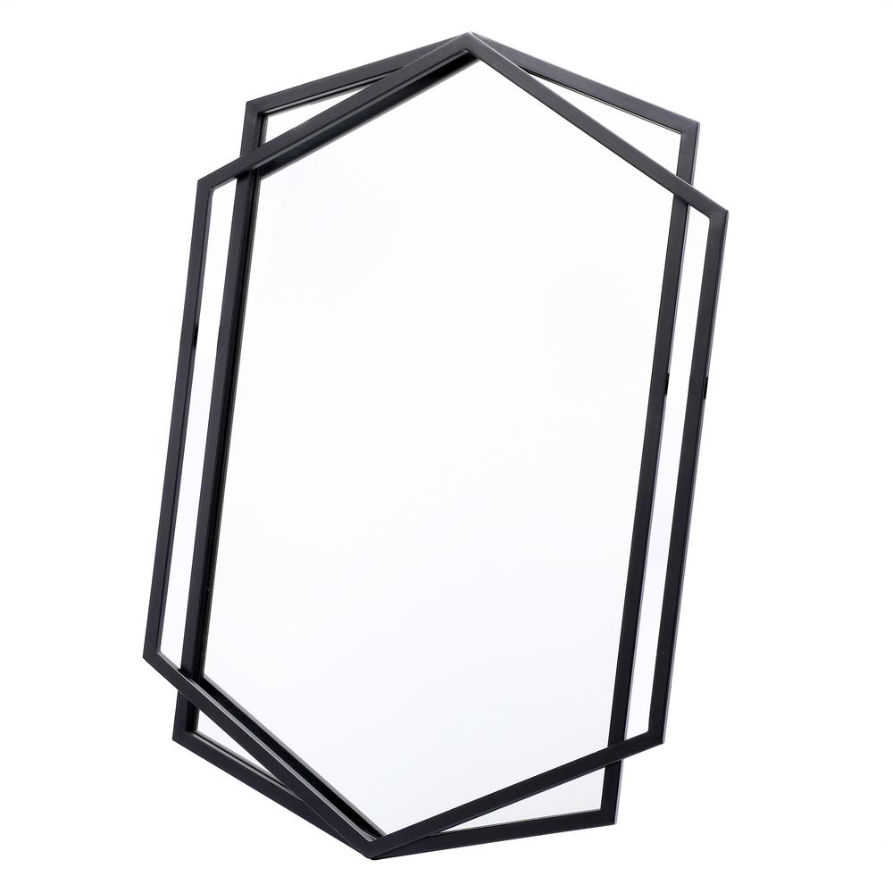 Black Metal Hexagon Frame Wall Accent Mirror. Picture 2