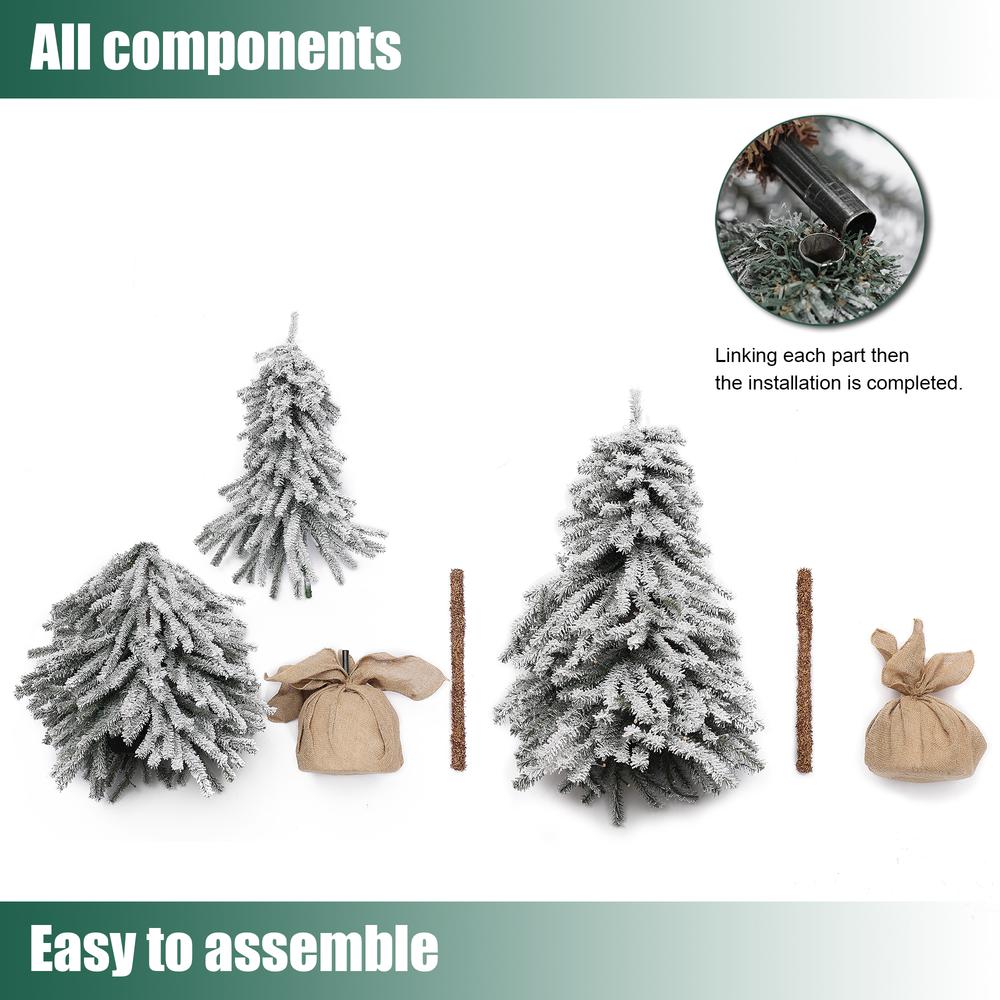 Set of 2 Pre-lit Snow-Flocked Potted Artificial Christmas Tree. Picture 10