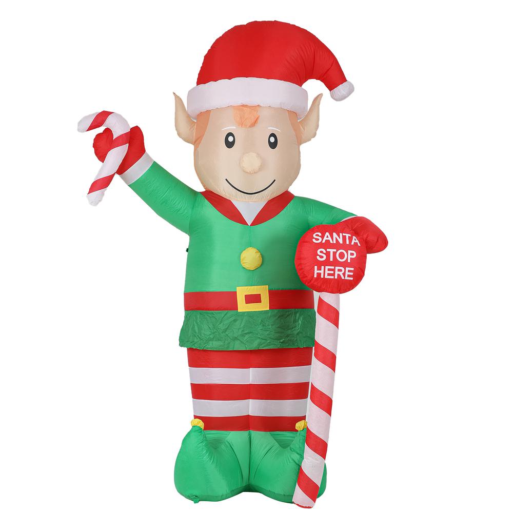 Lighted 8ft Elf Inflatable with LED Lights. Picture 1