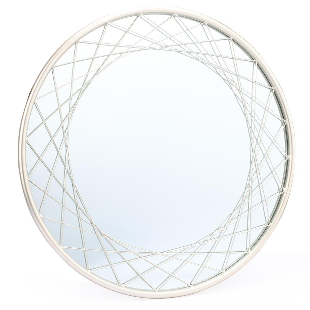 Silver Metal Frame Round Accent Wall Mirror. Picture 1