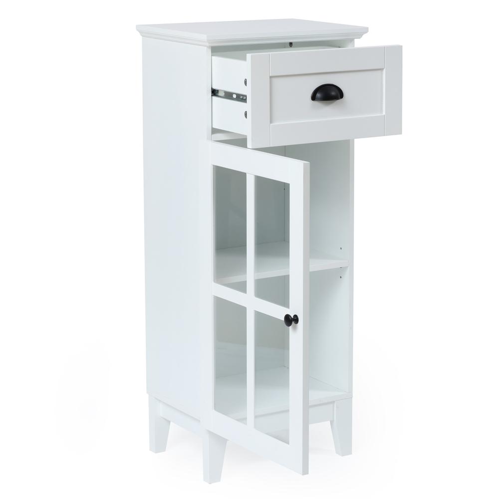White MDF Wood Slim Bathroom Storage Cabinet and End Table. Picture 9
