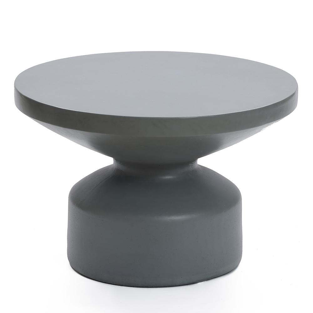 Gray MgO 24.2" Round Outdoor Coffee Table. Picture 6
