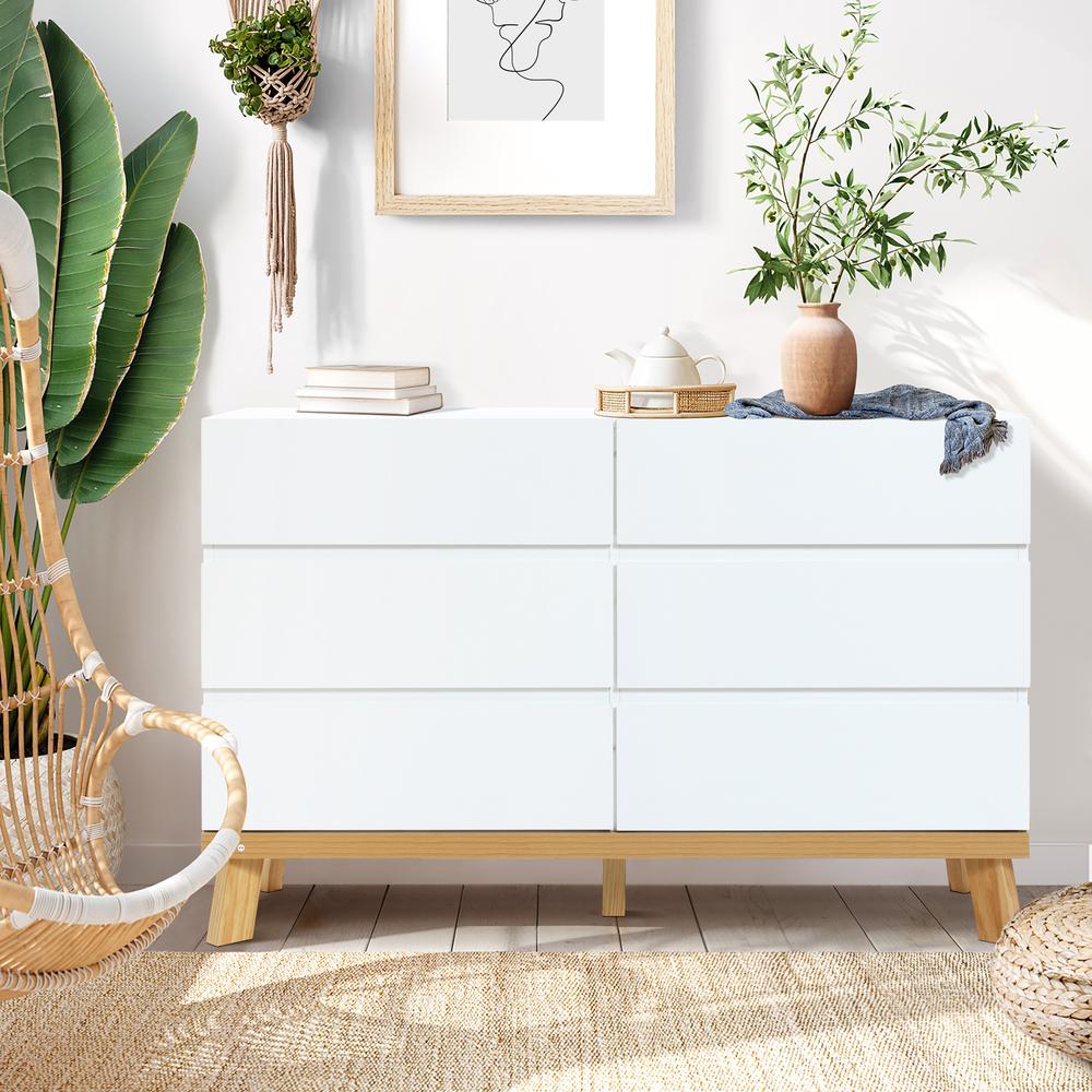 Modern White Wood 6-Drawer Dresser. Picture 13