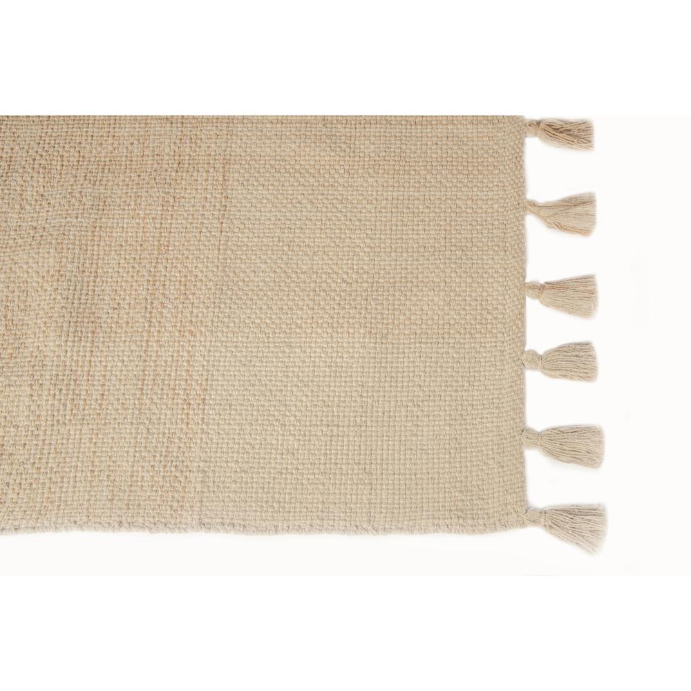 3'x5' Handloom Beige Cotton Chenille Rug with Tassels. Picture 3