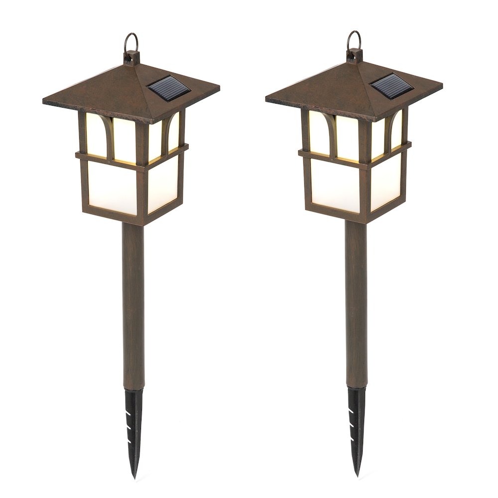 Set of 2 Pagoda Solar Pathway Lights. Picture 1