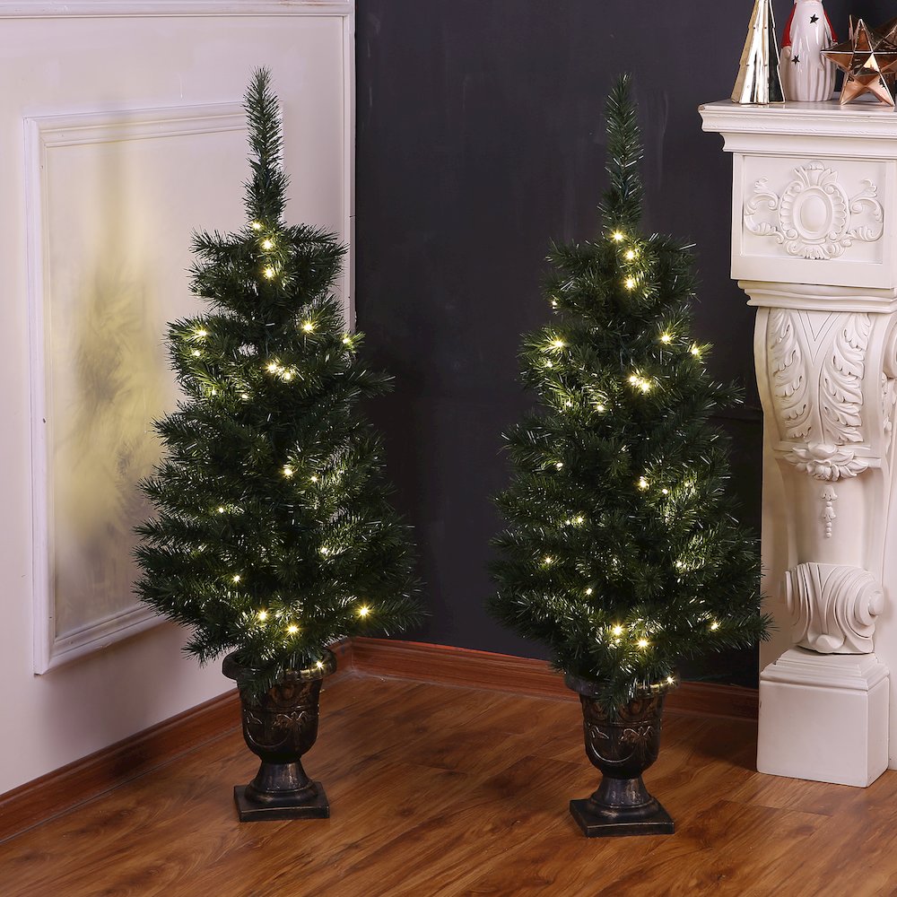 Set of 2 4ft Porch PVC Trees with LED Lights. Picture 2