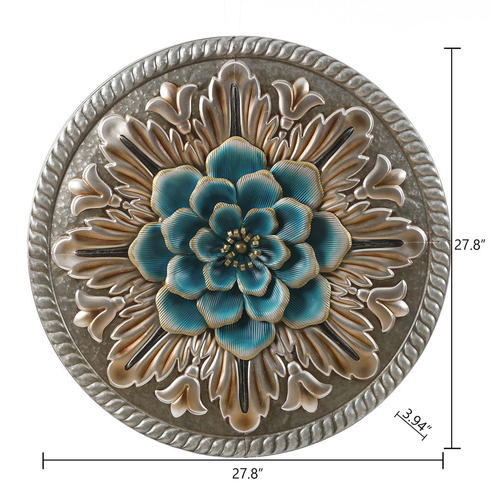 Multi-Color Iron Flower Round Wall Decor. Picture 7
