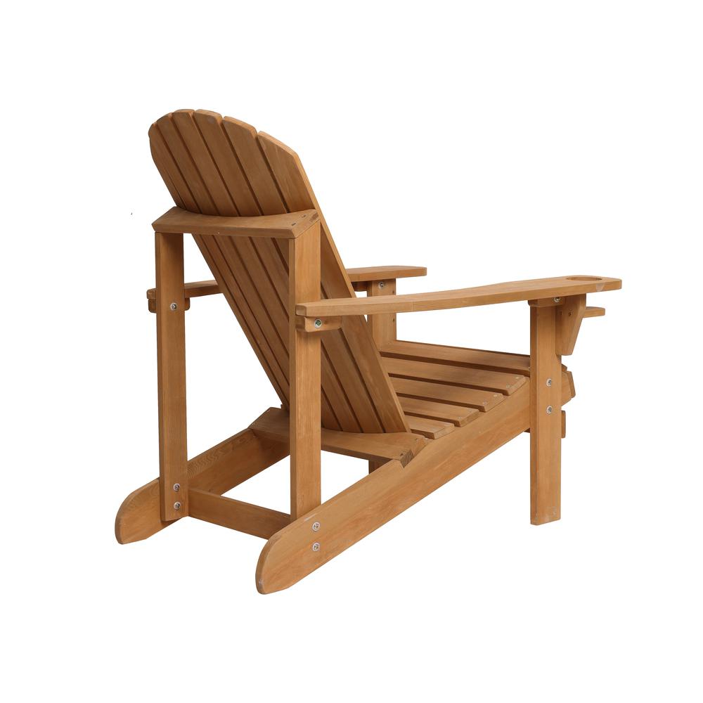 LuxenHome Adirondack Outdoor Wood Chair with Cup Holder. Picture 8
