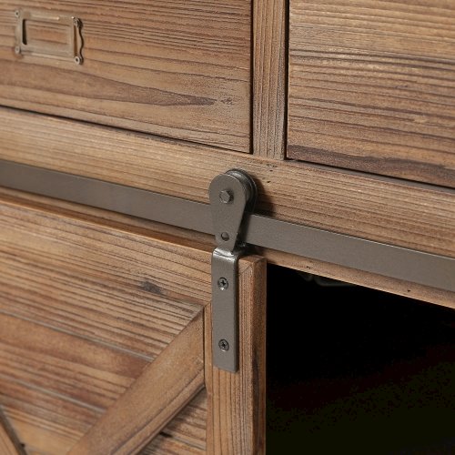 Rustic Wood Sliding Barn Door Wine Cabinet. Picture 7