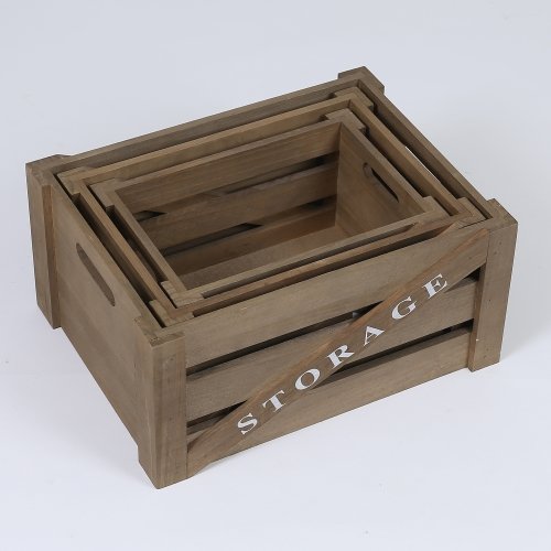 Set of 3 Storage Wood Crates. Picture 1