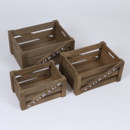 Set of 3 Storage Wood Crates. Picture 2