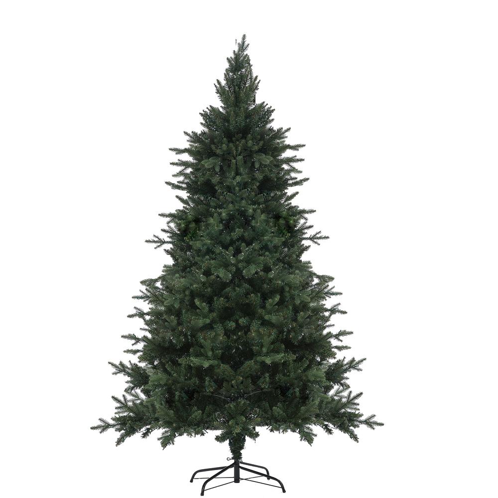 7ft Pre-Lit PE/PVC Artificial Green Christmas Tree. Picture 1