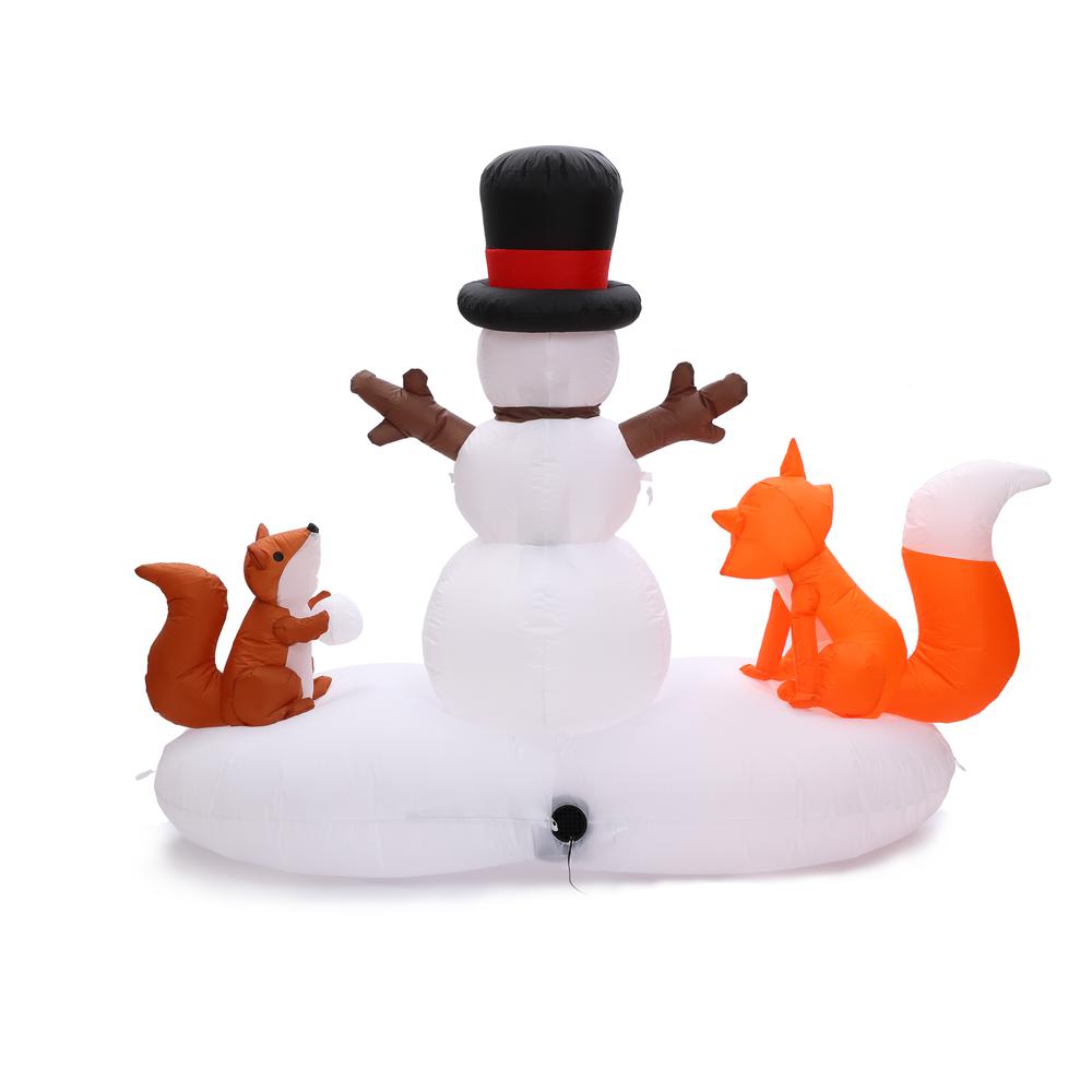 6Ft Snowman with Fox and Squirrel Inflatable with Multi-Color Disco Lights. Picture 7