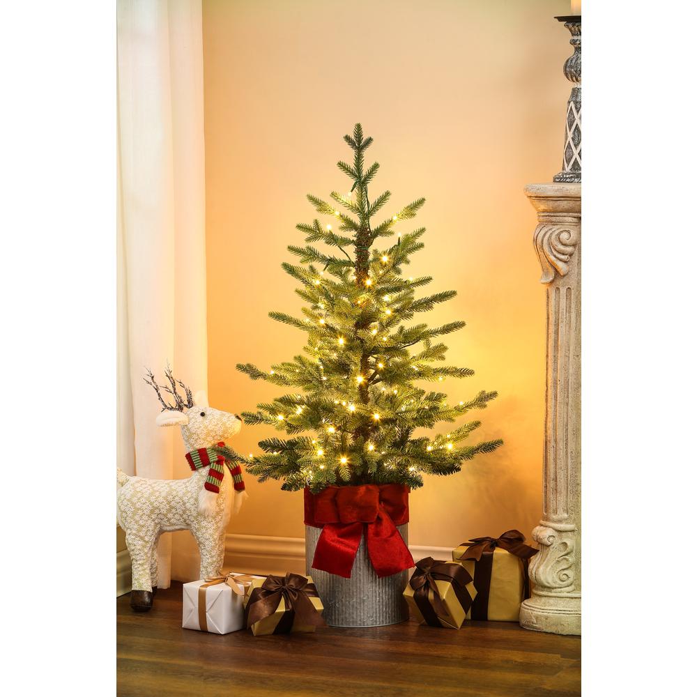 3.5ft Pre-Lit Artificial Christmas Tree with Metal Pot. Picture 2