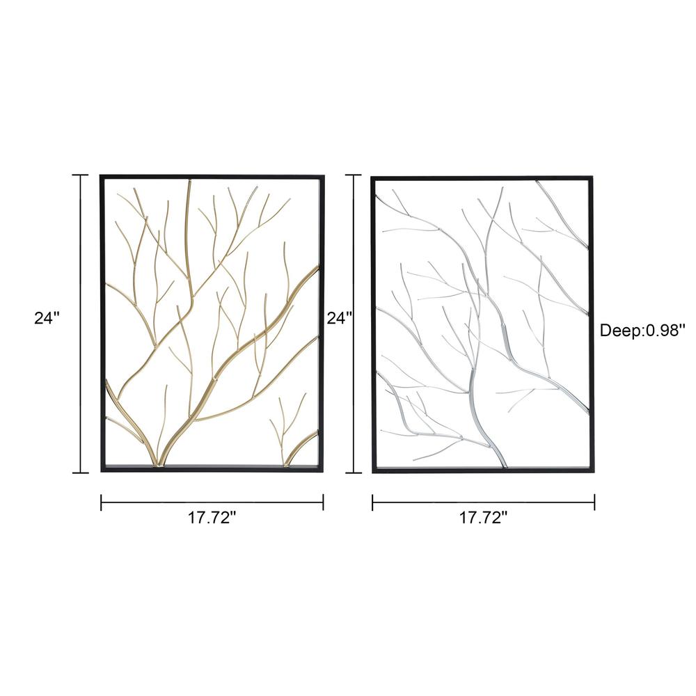 Set of 2 Gold & Silver Tree Branches Wall Decor Panels. Picture 10