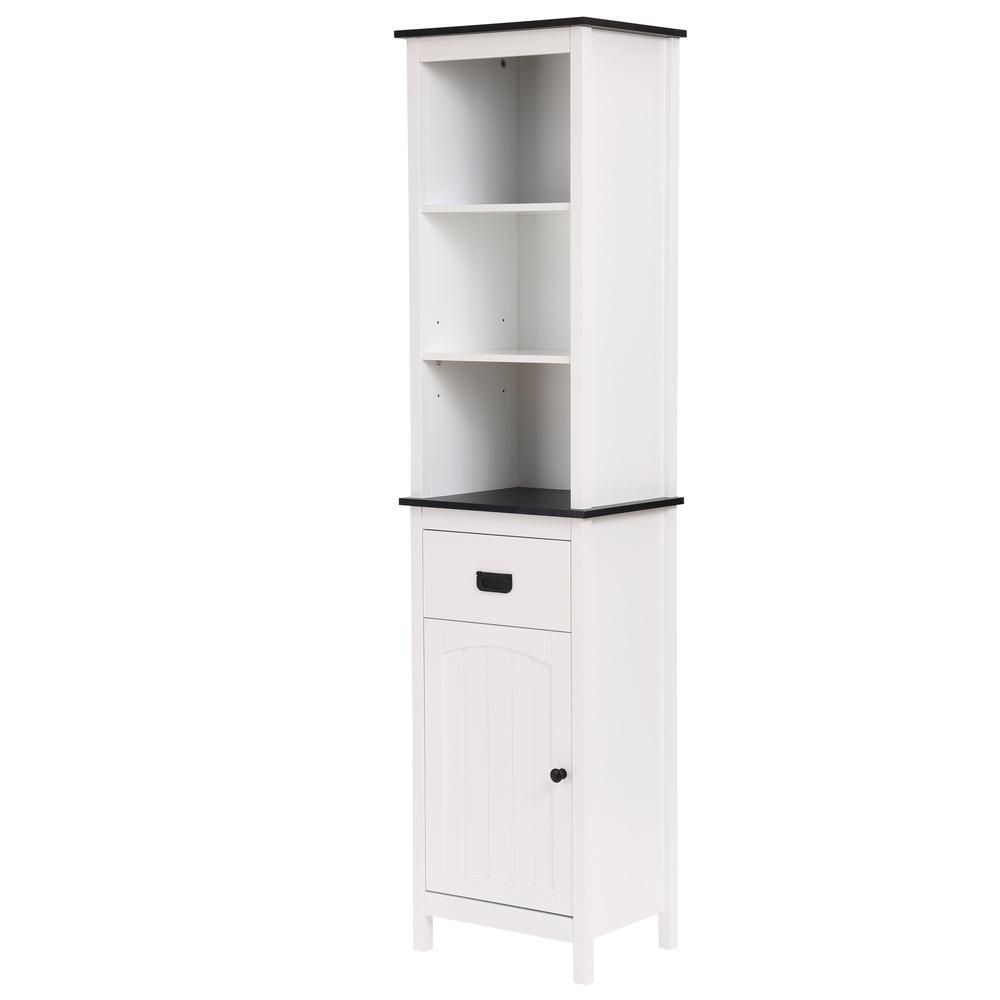 White Wood 63" H Tower Bathroom Cabinet. Picture 2