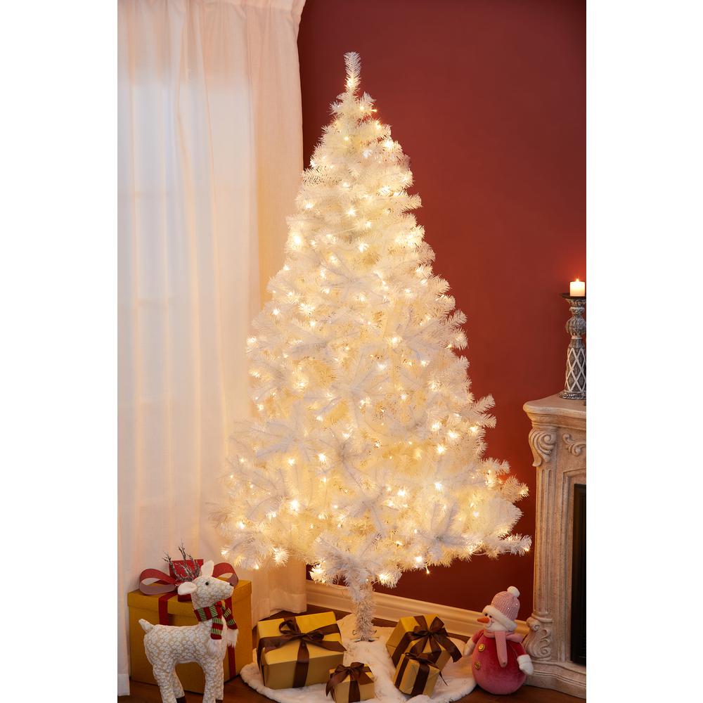 7ft Pre-Lit White Artificial Christmas Tree. Picture 2