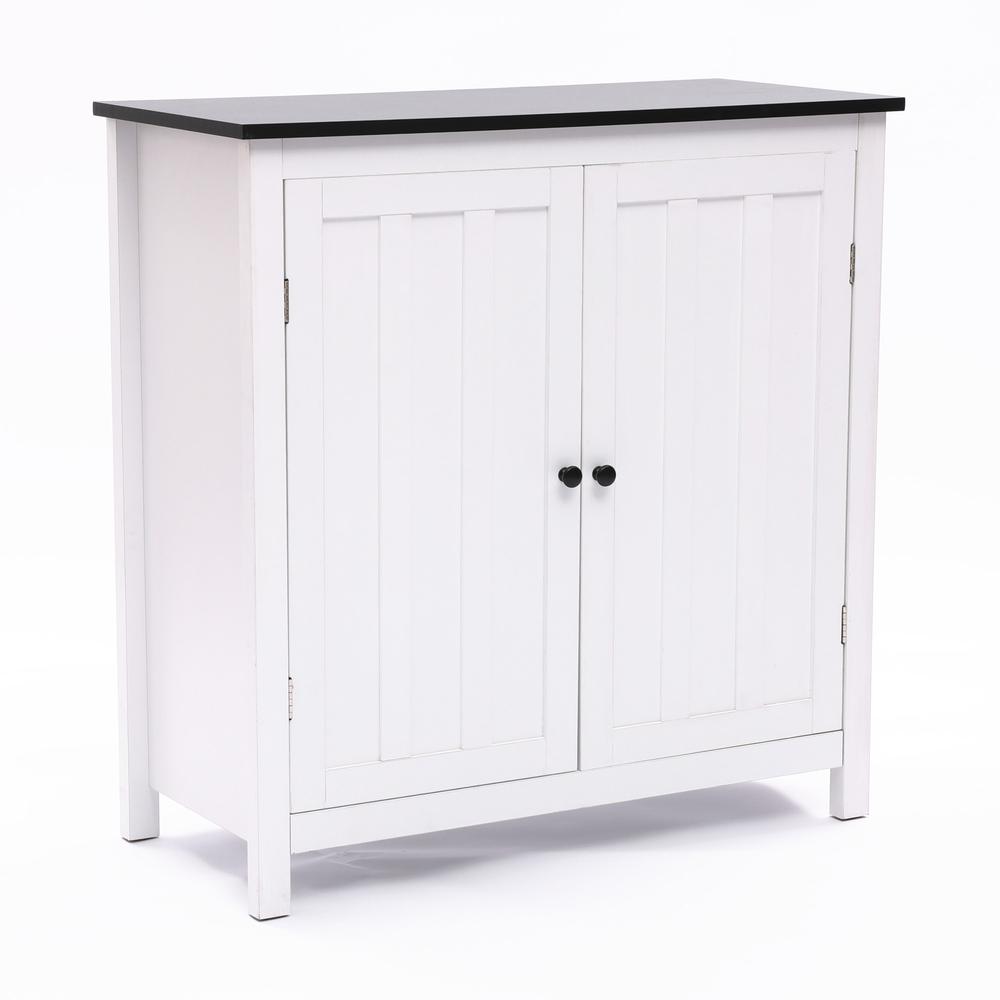 White Manufactured Wood 2-Door Bathroom Linen Cabinet. Picture 2