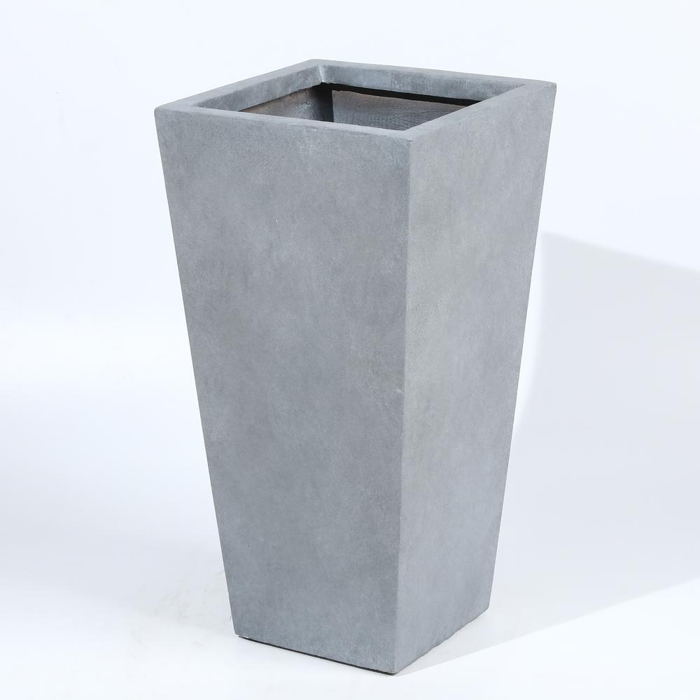 Light Gray MgO 24.2in. H Tall Tapered Planter. Picture 3