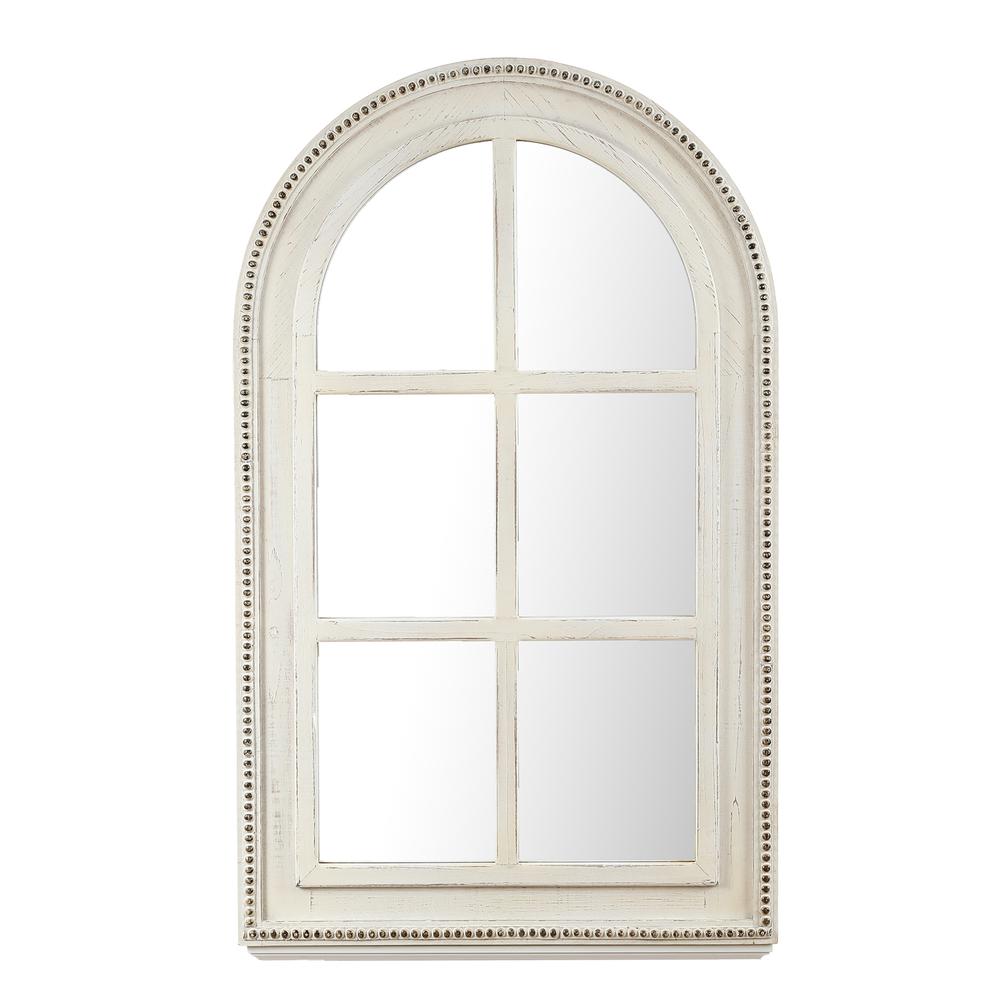 White Wood Arched Window Wall Mirror. Picture 2