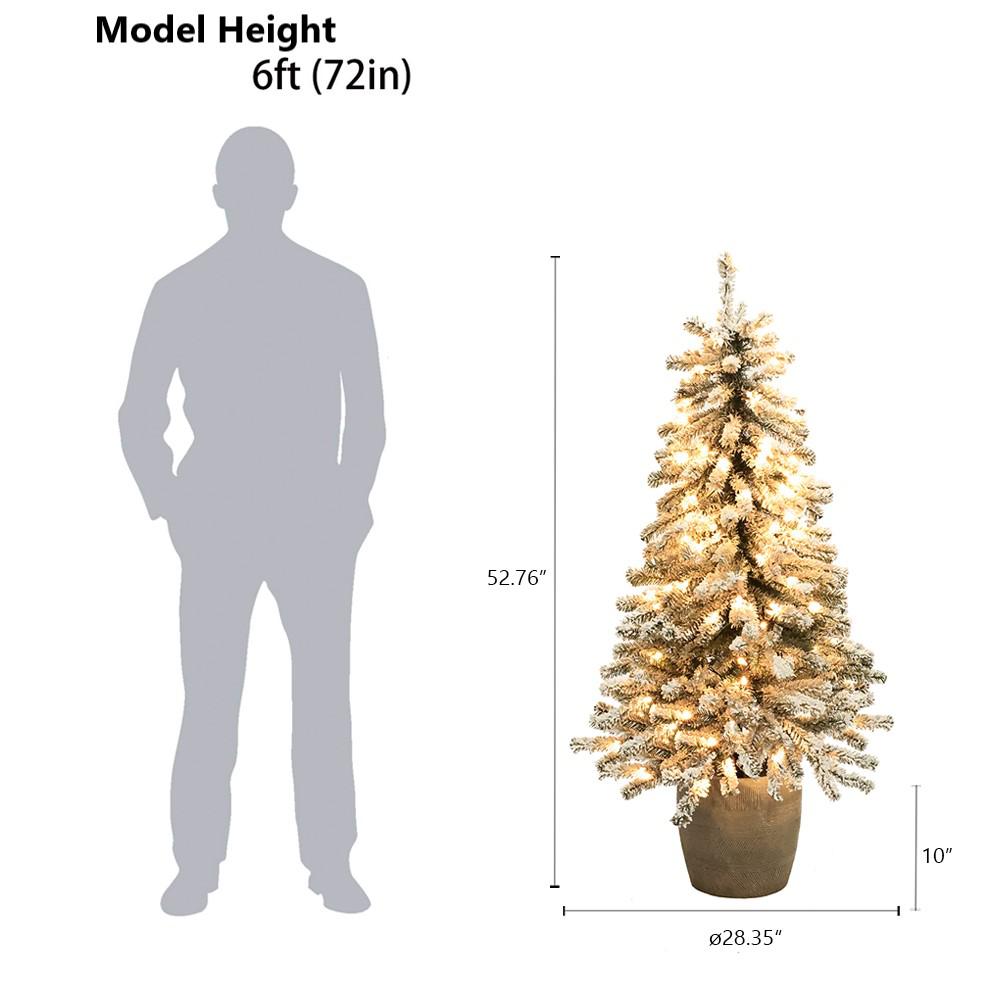4Ft Pre-Lit LED Artificial Flocked Fir Christmas Tree with Pot Planter. Picture 13