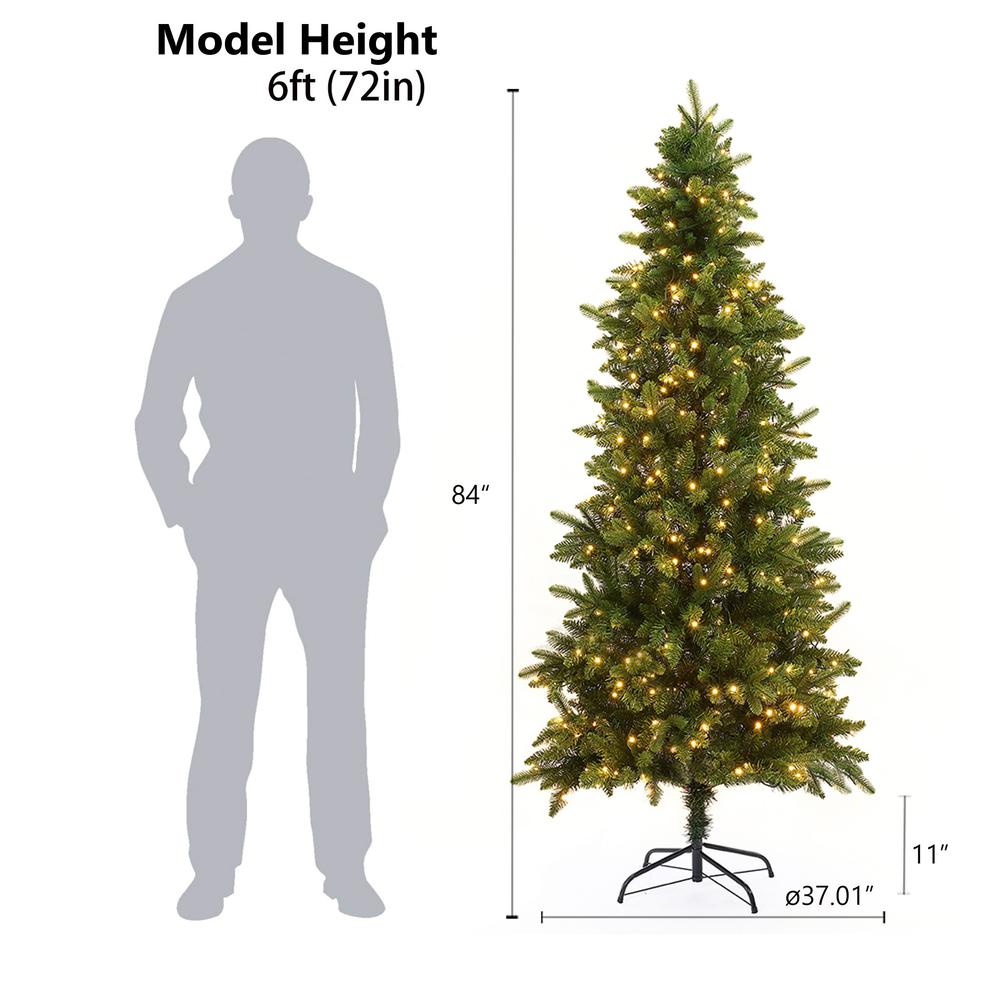 7Ft Pre-Lit LED Artificial Slim Pine Christmas Tree. Picture 13