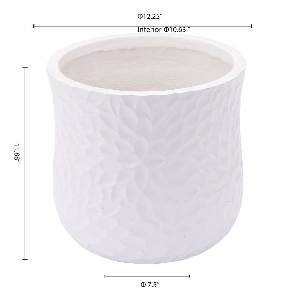LuxenHome White MgO Floral Round Planter. Picture 10