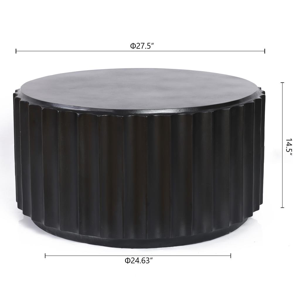 LuxenHome Black Cement Round Coffee Table. Picture 7