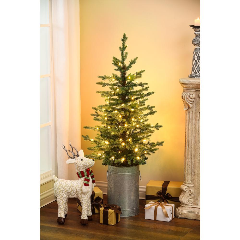 4ft Pre-Lit Artificial Christmas Tree with Metal Pot. Picture 3