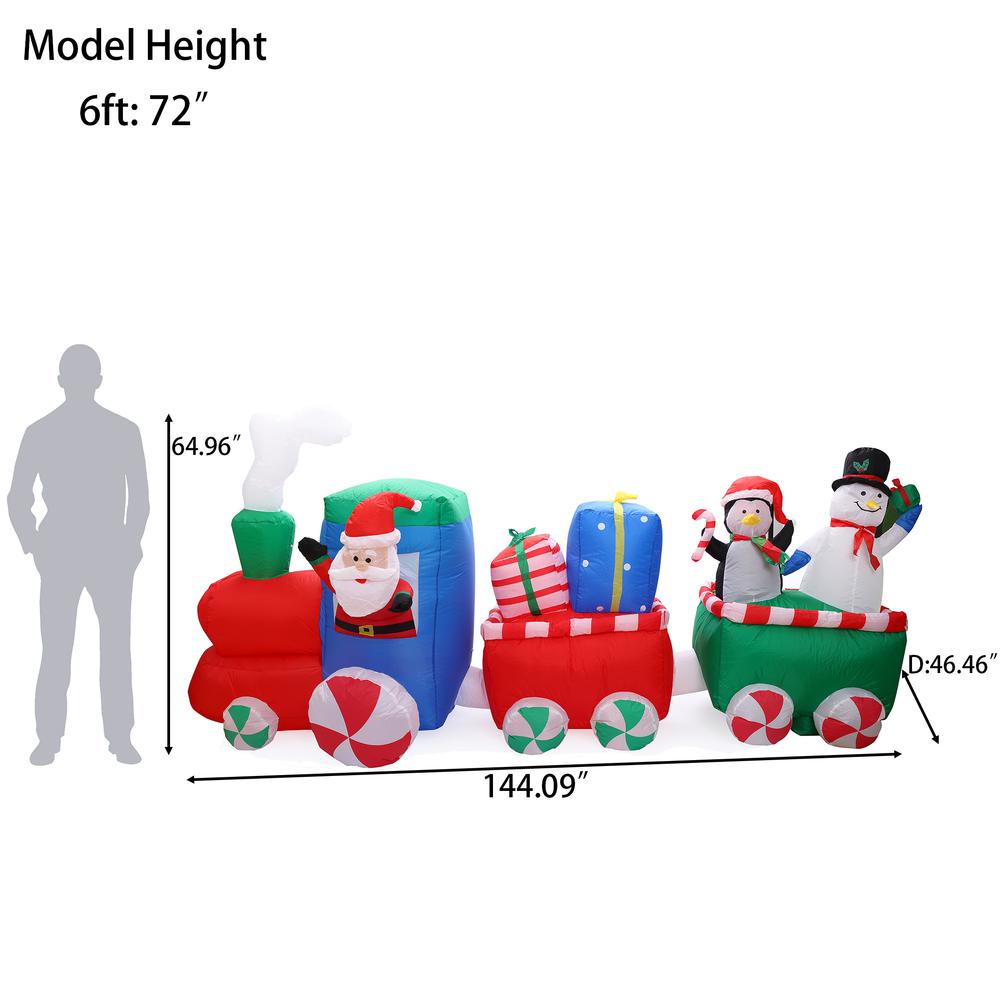 12Ft Santa Snowman Train Inflatable with LED Lights. Picture 10
