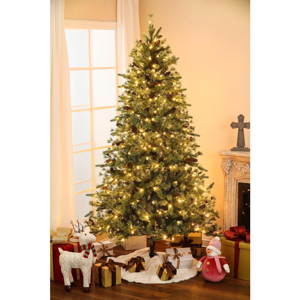 7ft Pre-Lit Artificial Christmas Tree (Green). Picture 3