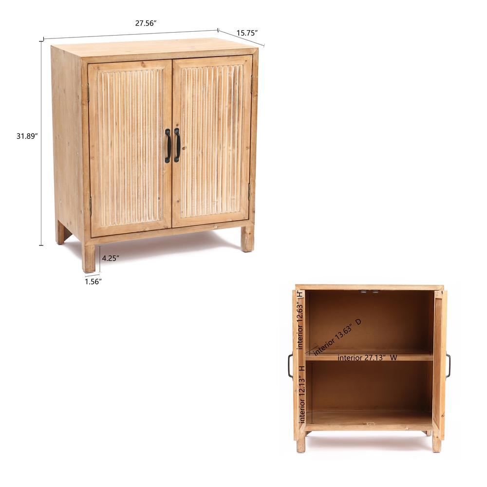 LuxenHome Natural Wood 2-Door Storage Cabinet. Picture 10