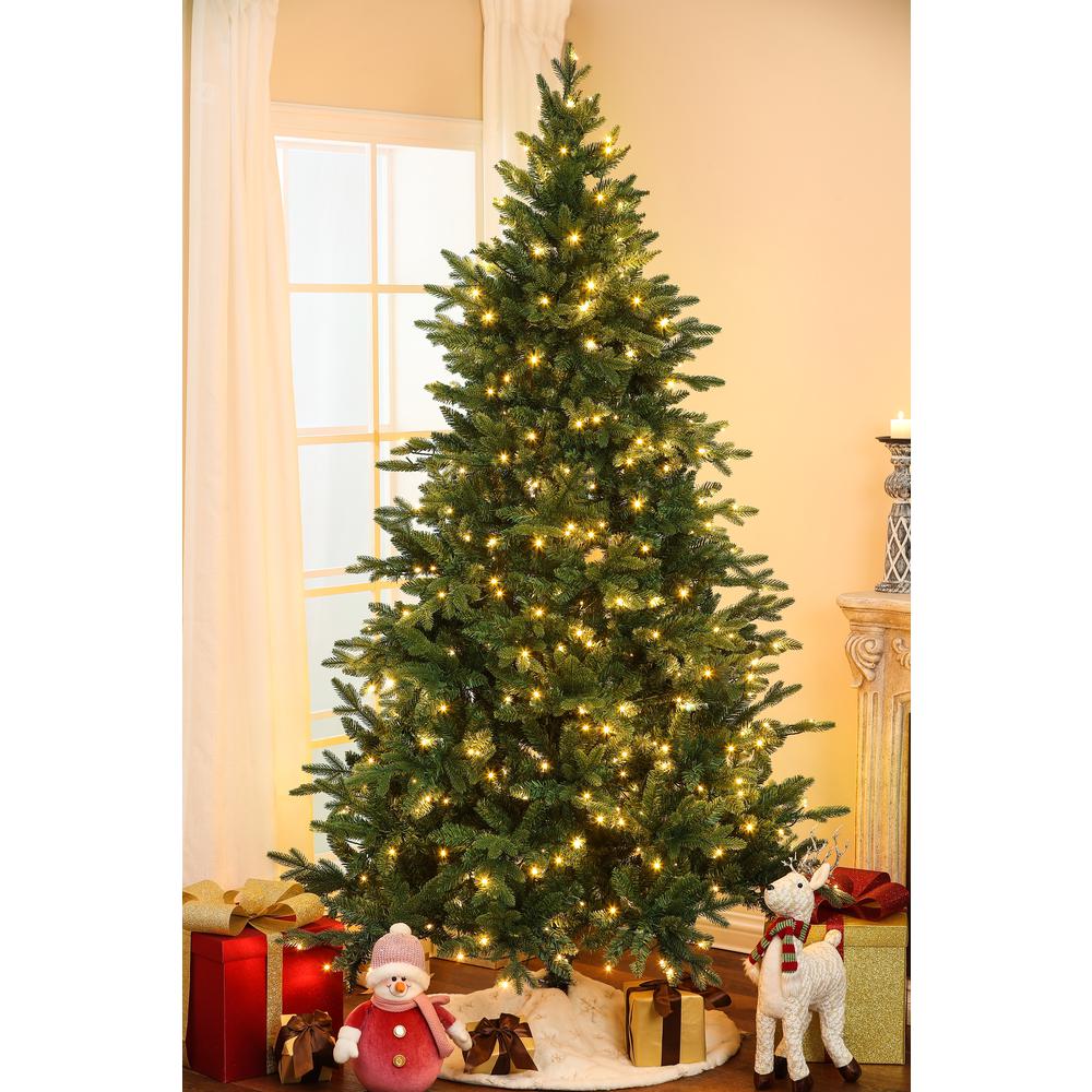 7ft Pre-Lit Artificial Christmas Tree (Green, white). Picture 3