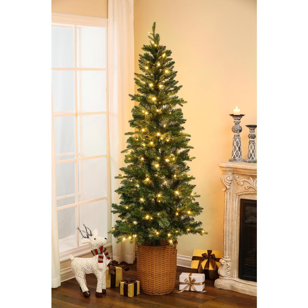 6.5ft Pre-Lit Artificial Christmas Tree with Pot. Picture 3