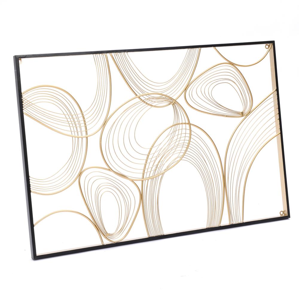 Gold and Black Abstract Metal Rectangular Metal Wall Decor. Picture 5