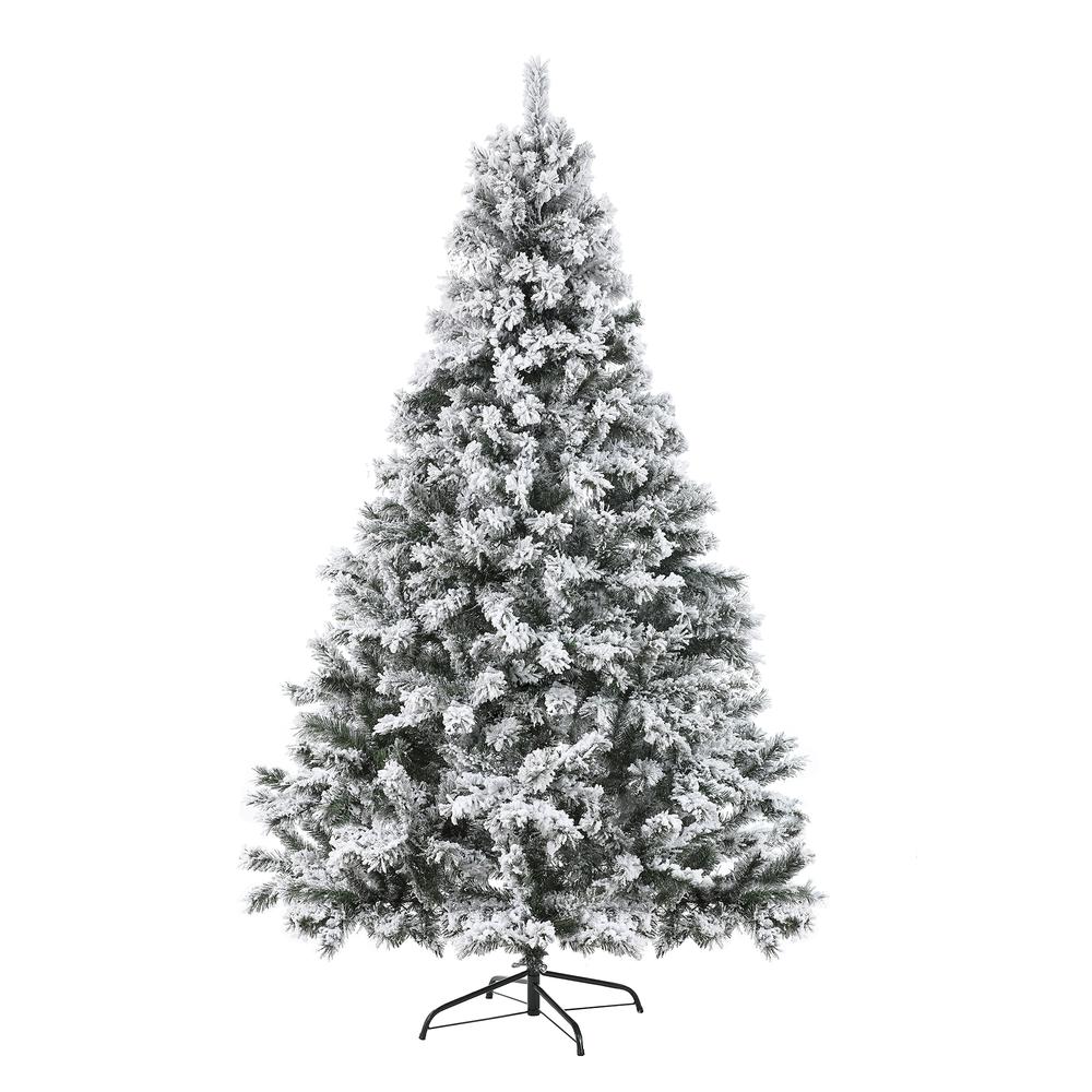 7ft Pre-Lit Flocked Artificial Christmas Tree. Picture 1