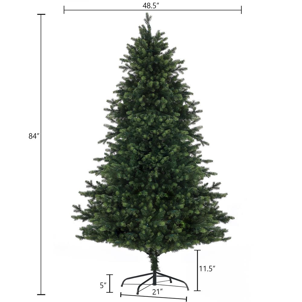 7ft Pre-Lit Artificial Christmas Tree (Green, white). Picture 9