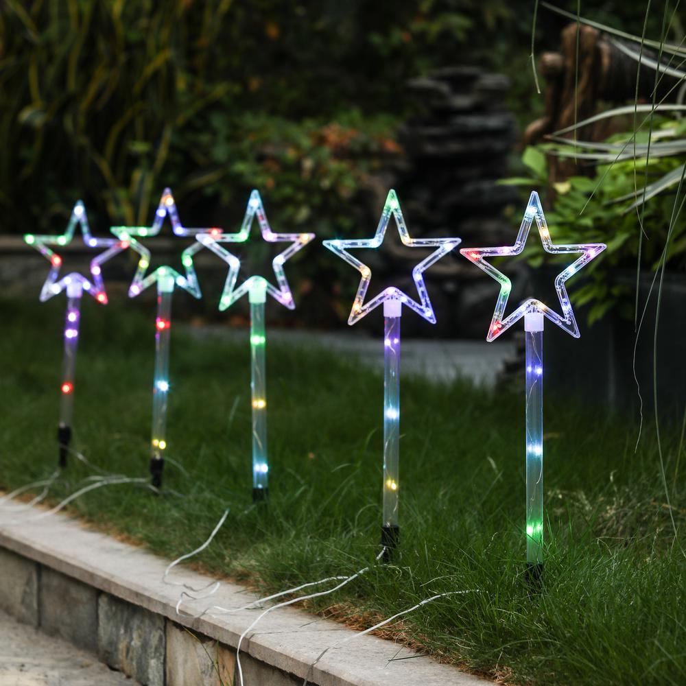 Set of 5 Lighted Star Stakes. Picture 2