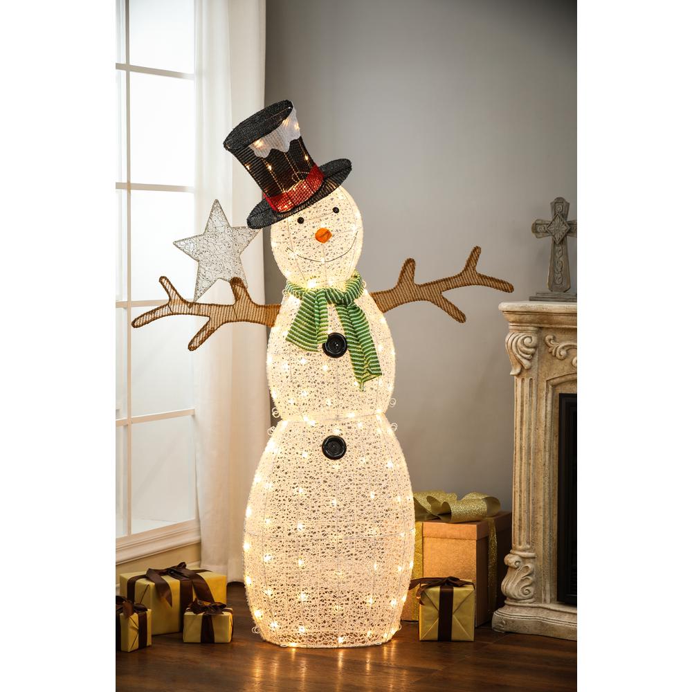 5-Ft Snowman Star Lighted LED Indoor Outdoor Holiday Decoration. Picture 4
