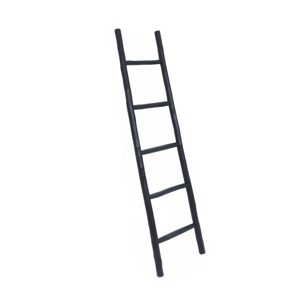 Rustic Black Wood 5-Ft Blanket Ladder. Picture 3