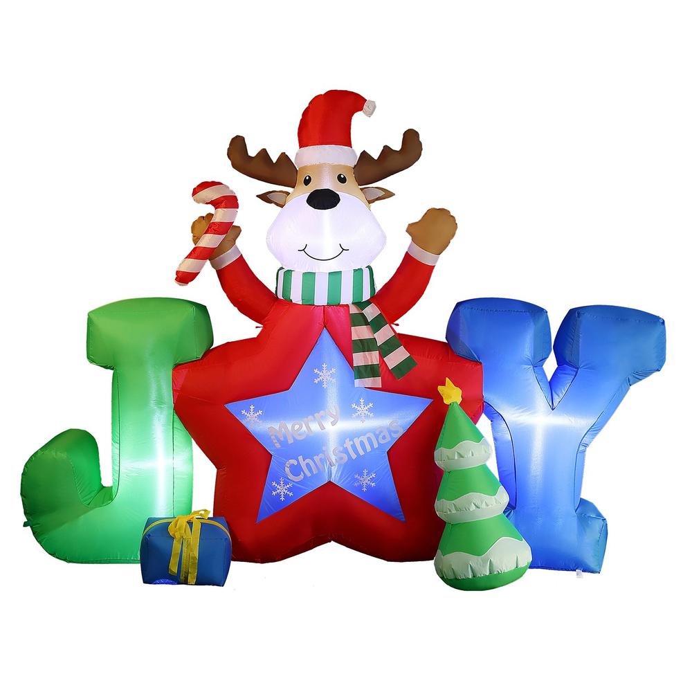 6Ft L Reindeer Joy Outdoor Holiday Inflatable with LED lights. Picture 6