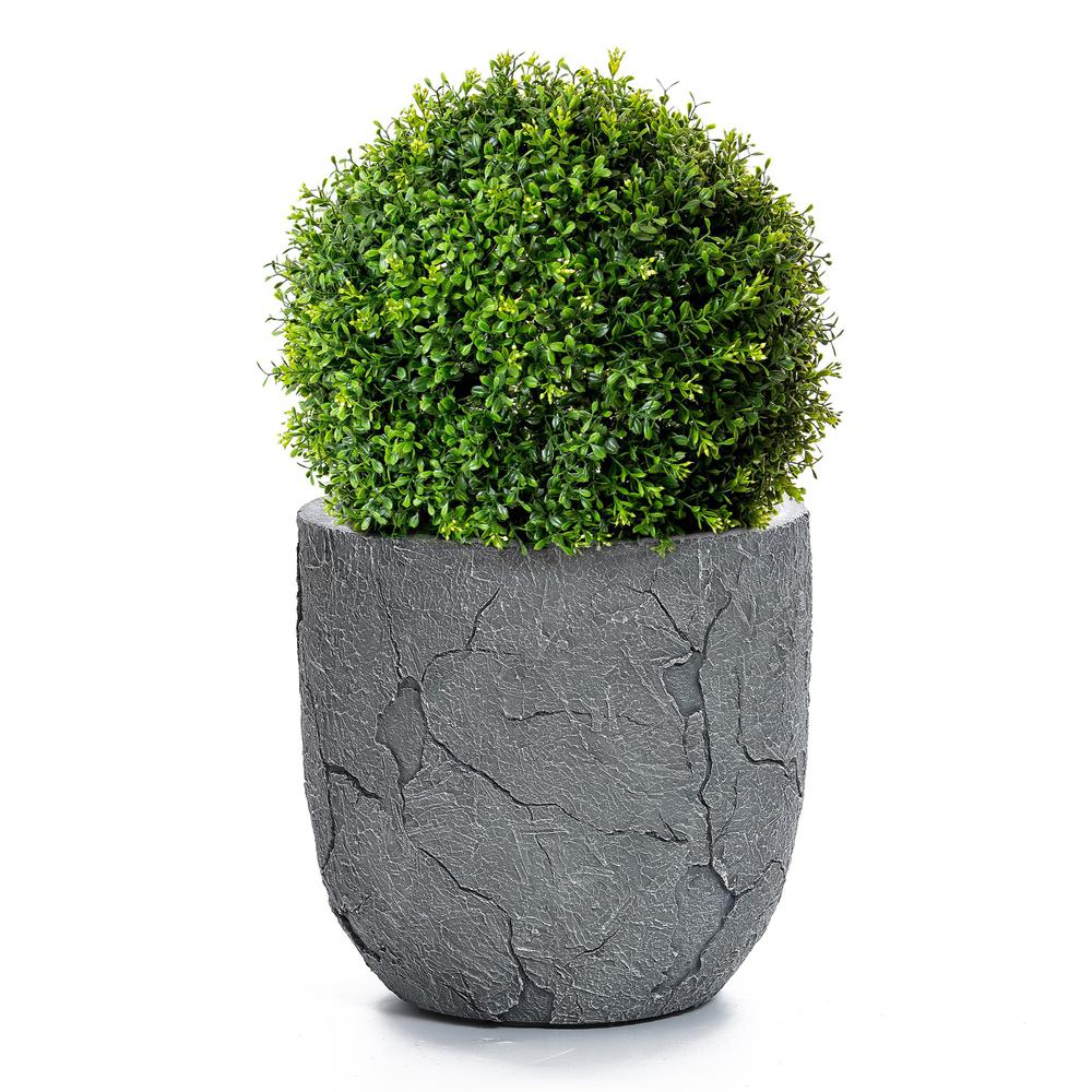 Crackle Gray MgO 14.6" Round Planter. Picture 7