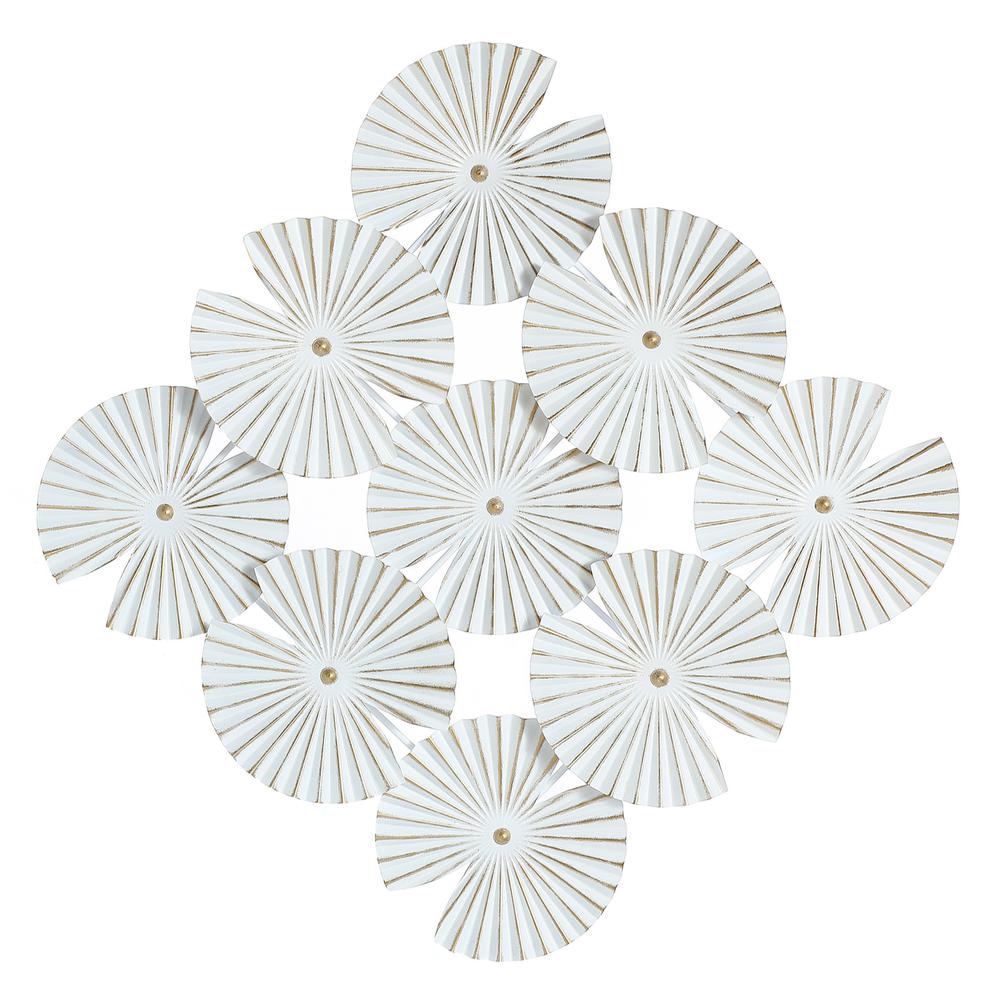 White and Gold Metal Abstract Seashell Wall Decor. Picture 6